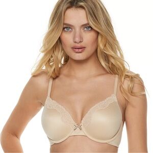 NWT Maidenform 09404 Comfort Devotion Full Coverage Lace Trim UW Bra 36DD Beige